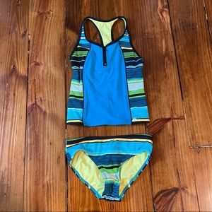 Multi Color Zip Up Tankini.
